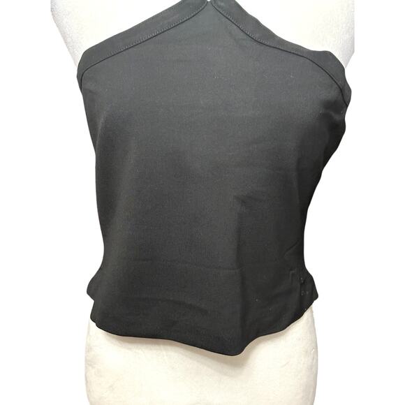 French Connection Halter Neck Top Built In Shelf Bra Sleeveless Black W XL NWT - Picture 4 of 9